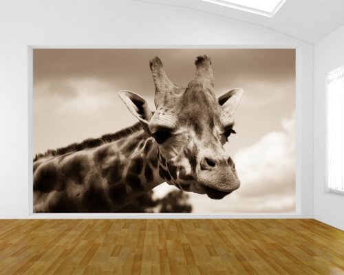 Fototapete selbstklebend Giraffe - sephia 420x270 cm -...