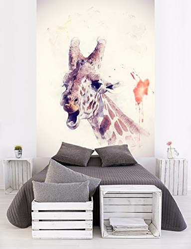 Fototapete selbstklebend Aquarell - Giraffe II - Vintage - 150x200 cm - Wandtapete - Poster - Dekoration - Wandbild - Wandposter - Bild - Wandbilder - Wanddeko