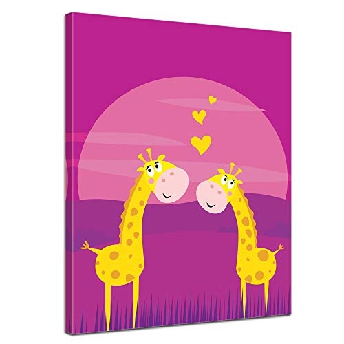Keilrahmenbild Kinderbild verliebte Giraffen Cartoon - 90...