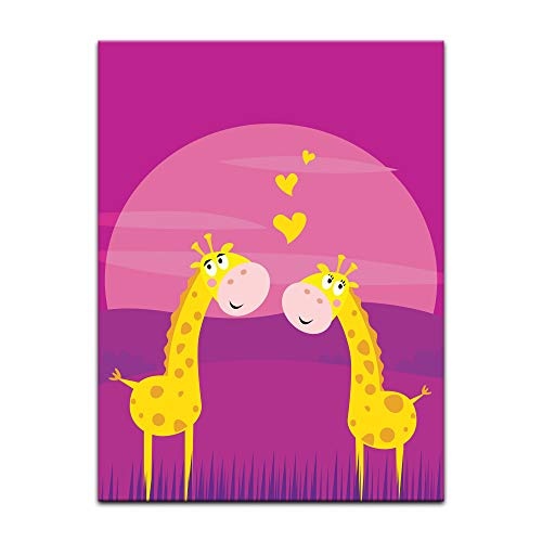 Keilrahmenbild Kinderbild verliebte Giraffen Cartoon - 90...