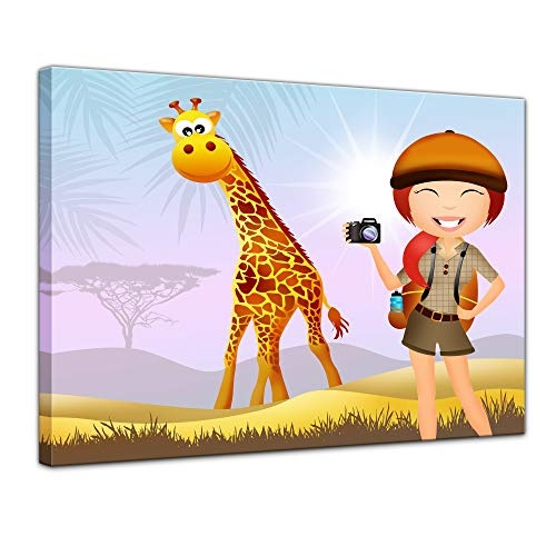 Keilrahmenbild Kinderbild Safari - 120 x 90 cm Bilder als...
