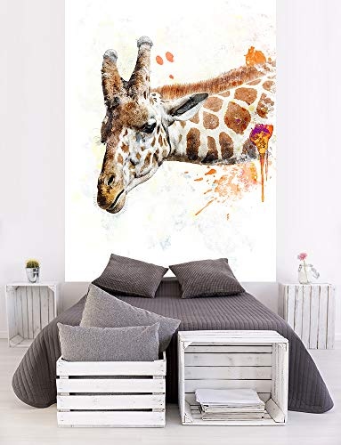 Fototapete selbstklebend Aquarell - Giraffe III - 100x130 cm - Wandtapete - Poster - Dekoration - Wandbild - Wandposter - Bild - Wandbilder - Wanddeko