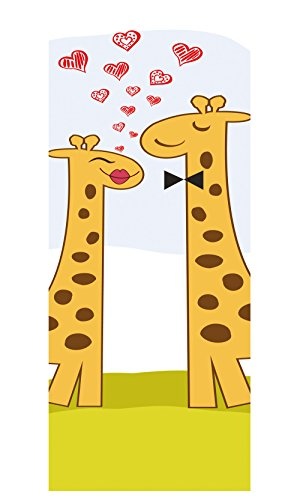 Türtapete selbstklebend verliebte Giraffen II 90 x 200 cm - einteilig Türaufkleber Türfolie Türposter - Kinderzimmer Kinderbild Cartoon Junge Mädchen Liebe Herzen Tier Kind