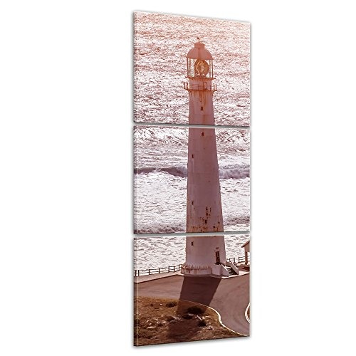 Wandbild - Leuchtturm III - Bild auf Leinwand - 60x180 cm dreiteilig - Leinwandbilder - Landschaften - Südafrika - Slangkop Lighthouse