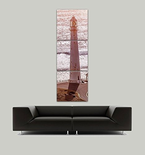 Wandbild - Leuchtturm III - Bild auf Leinwand - 60x180 cm dreiteilig - Leinwandbilder - Landschaften - Südafrika - Slangkop Lighthouse