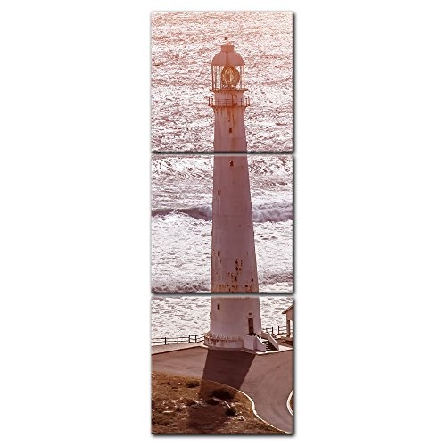 Wandbild - Leuchtturm III - Bild auf Leinwand - 60x180 cm dreiteilig - Leinwandbilder - Landschaften - Südafrika - Slangkop Lighthouse