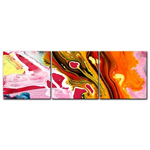 Wandbild - Abstrakte Kunst XL - Bild auf Leinwand - 90x30 cm dreiteilig - Leinwandbilder - Abstrakt - Expressionismus - Moderne Malerei