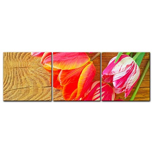 Wandbild - Tulpen - Bild auf Leinwand - 180x60 cm...
