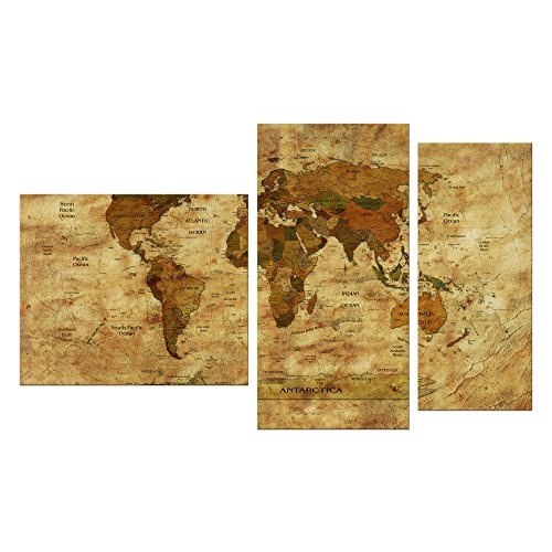 Wandbild - Weltkarte Retro II farbig - Bild auf Leinwand...