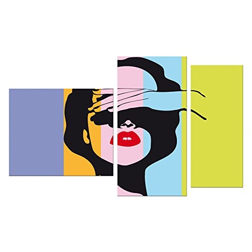 Wandbild - Retro Frau Pop Art Stil - Bild auf Leinwand - 130x80 cm 3 teilig - Leinwandbilder - Urban & Graphic - Andy Warhol - Kunst - farbig - bunt