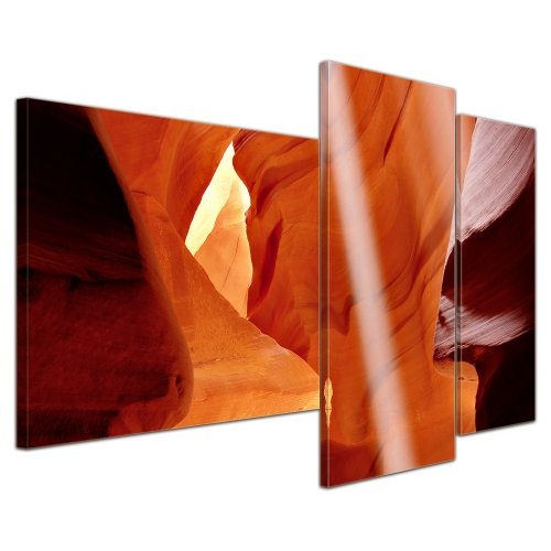 Wandbild - Antelope Canyon I - Bild auf Leinwand - 130x80 cm 3 teilig - Leinwandbilder - Bilder als Leinwanddruck - Landschaften - Amerika - USA - rot orange - Colorado Plateau