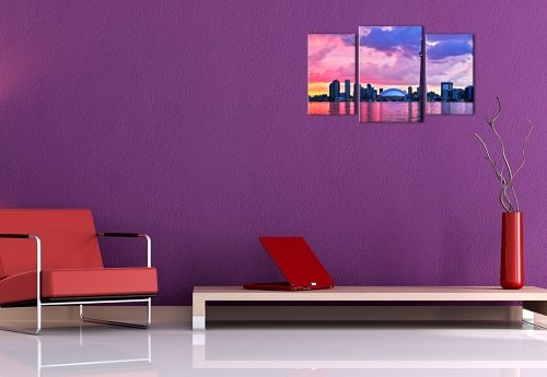 Wandbild - Skyline von Toronto - Bild auf Leinwand - 100x60 cm 3 teilig - Leinwandbilder - Bilder als Leinwanddruck - Städte & Kulturen - Nordamerika - Kanada - Stadtansicht von Toronto