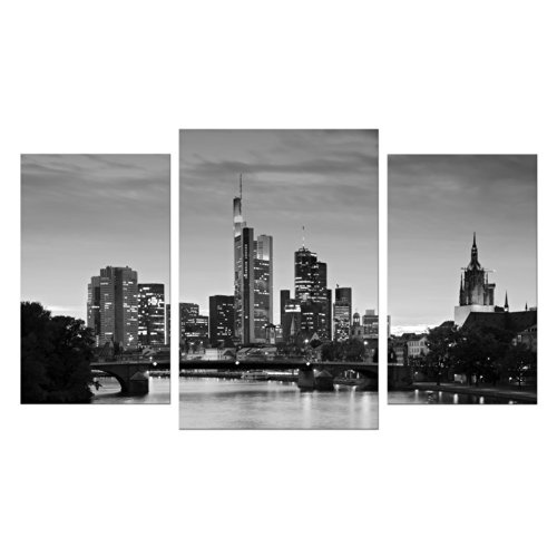 Wandbild - Frankfurt Skyline schwarz weiß -...