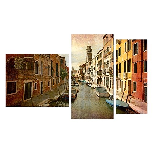 Wandbild - Venedig Grunge 2 - Bild auf Leinwand - 130x80 cm 3 teilig - Leinwandbilder - Urban & Graphic - Italien - Kanal - Wasserstraße