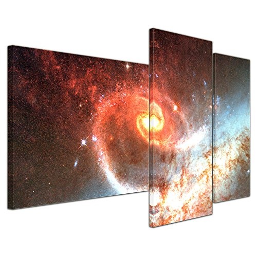 Wandbild - Spiralgalaxie - Bild auf Leinwand - 130x80 cm 3 teilig - Leinwandbilder - Landschaften - Astronomie - Universum - Spiralnebel