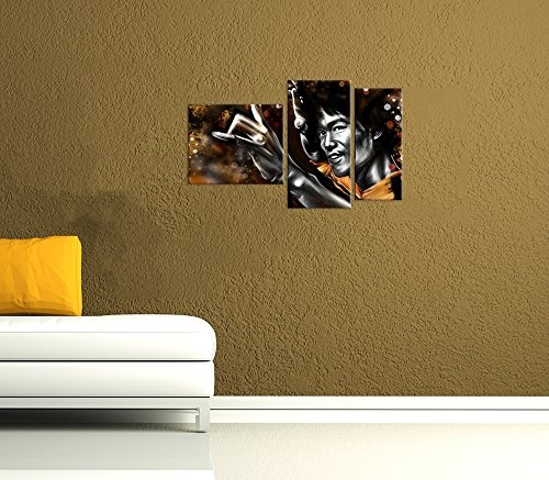 Wandbild - Bruce Lee - gelb - Bild auf Leinwand - 130x80 cm 3 teilig - Leinwandbilder - Urban & Graphic - Hollywood - China - Schauspieler - Kung Fu