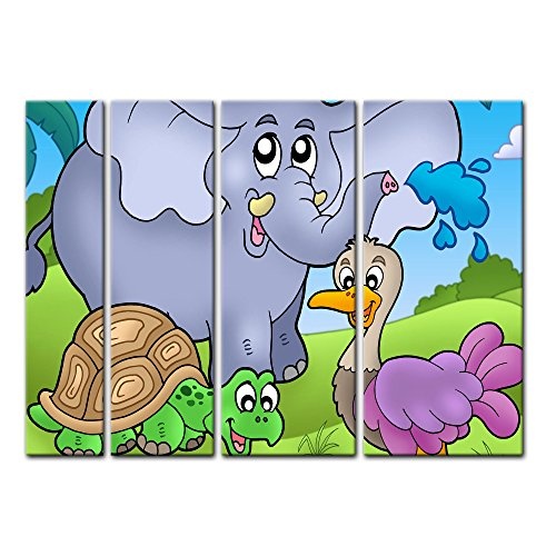 Keilrahmenbild - Kinderbild Tropische Tiere - Bild auf...