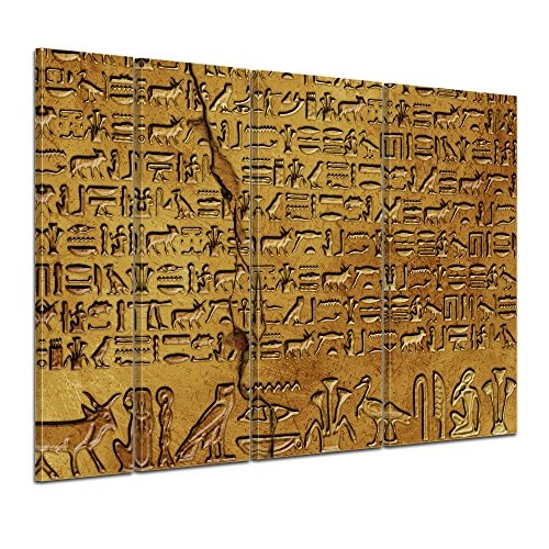 Keilrahmenbild - Hieroglyphen - Bild auf Leinwand - 180x120 cm vierteilig - Leinwandbilder - Städte & Kulturen - Ägypten - alte Schriftkultur