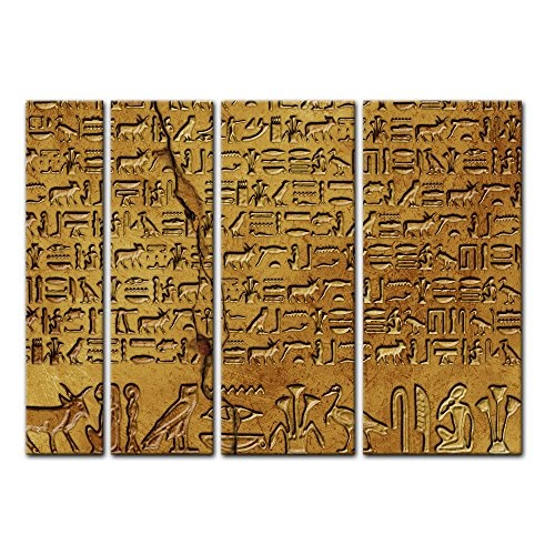 Keilrahmenbild - Hieroglyphen - Bild auf Leinwand - 180x120 cm vierteilig - Leinwandbilder - Städte & Kulturen - Ägypten - alte Schriftkultur