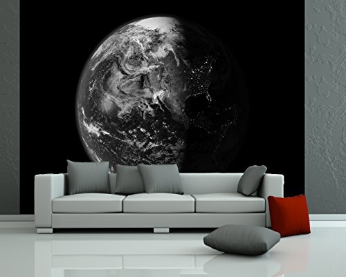 Fototapete selbstklebend Erde - schwarz weiß 200x150 cm - Wandtapete - Poster - Dekoration - Wandbild - Wandposter - Bild - Wandbilder - Wanddeko