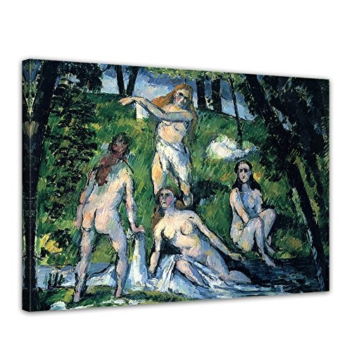 Leinwandbild Paul Cézanne Badende - 40x30cm quer - Wandbild Alte Meister Kunstdruck Bild auf Leinwand Berühmte Gemälde