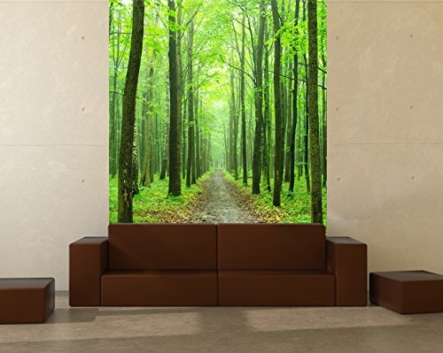 Fototapete selbstklebend Waldweg - 180x220 cm - Wandtapete - Poster - Dekoration - Wandbild - Wandposter - Bild - Wandbilder - Wanddeko