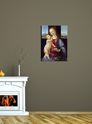 Leinwandbild Leonardo da Vinci Madonna mit der Nelke - 90x120cm hochkant - Keilrahmenbild Wandbild Alte Meister Kunstdruck Bild auf Leinwand Berühmte Gemälde