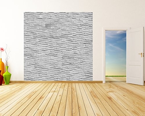 Selbstklebende Fototapete - Steinmauer V - schwarz Weiss - 200x200 cm - Wandtapete - Poster - Dekoration - Wandbild - Wandposter - Bild - Wandbilder - Wanddeko