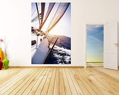 Fototapete selbstklebend Yacht auf See - 150x230 cm - Wandtapete - Poster - Dekoration - Wandbild - Wandposter - Bild - Wandbilder - Wanddeko