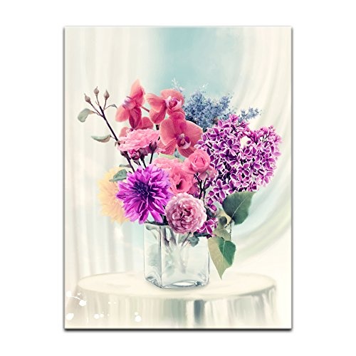 Wandbild - Blumen in Einer Vase - Bild auf Leinwand 30 x...