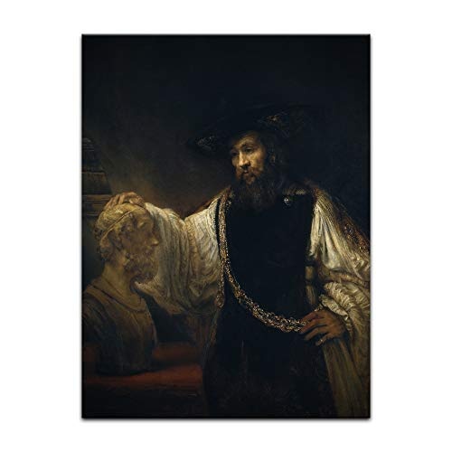 Wandbild Rembrandt Aristoteles mit Einer Büste von Homer - 30x40cm hochkant - Alte Meister Berühmte Gemälde Leinwandbild Kunstdruck Bild auf Leinwand