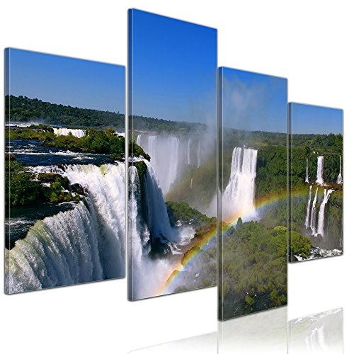 Wandbild - Iguazu Wasserfälle mit Regenbogen - Bild...