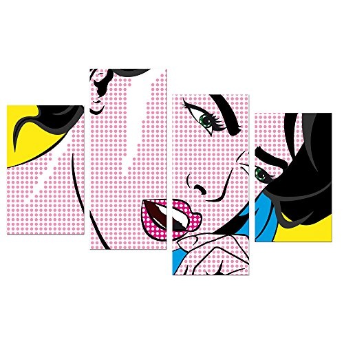 Wandbild - Pop-Art Frau mit Telefon - Bild auf Leinwand - 120x80 cm 4 teilig - Leinwandbilder - Urban & Graphic - Andy Warhol - Retro - Comic