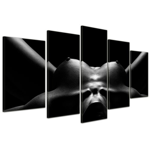 Wandbild - Hills and Valleys - Bild auf Leinwand - 200x80 cm 5 teilig - Leinwandbilder - Akt & Erotik - Frauenkörper - Verführung - lasziv - sexy