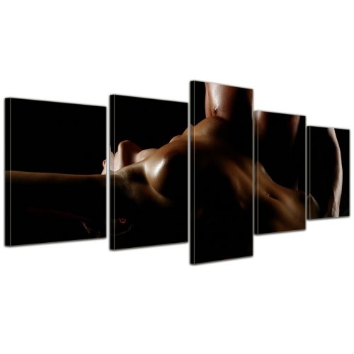 Wandbild - Paar Erotik II - Bild auf Leinwand - 200x80 cm 5 teilig - Leinwandbilder - Bilder als Leinwanddruck - Akt & Erotik - Mann und Frau