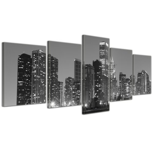 Wandbild - Chicago - Bild auf Leinwand - 200x80 cm 5...