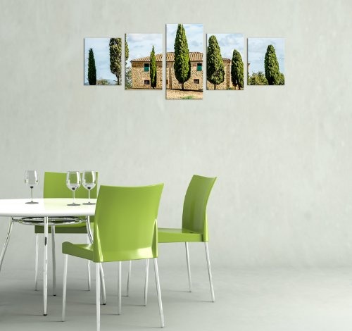 Bilderdepot24 Wandbild - Toskana - Italien - Bild auf Leinwand - 200x80 cm 5 teilig - Leinwandbilder - Wandbild
