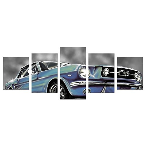 Wandbild - Mustang Graphic - blau - Bild auf Leinwand -...
