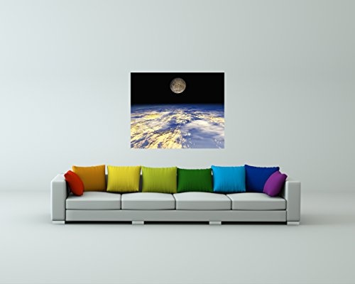 Bilderdepot24 Vlies Fototapete - Erde und Mond - 80x65 cm...
