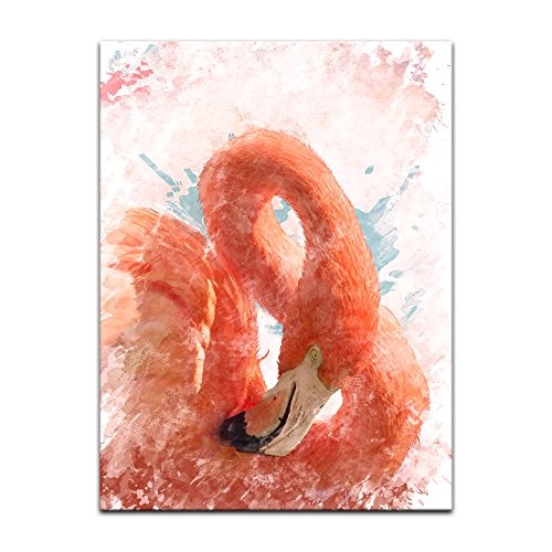 Wandbild - Aquarell - Flamingo II - Bild auf Leinwand 30...