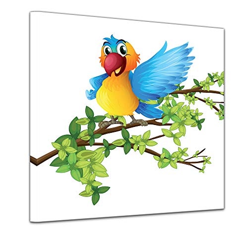 Wandbild Kinderbild Papagei - 40 x 40 cm Bilder als...