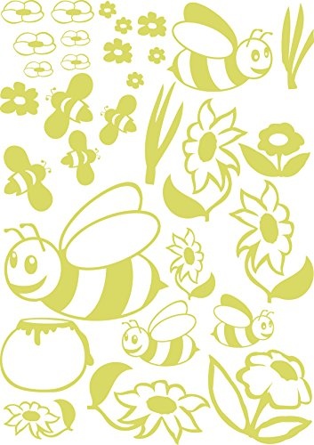 Bilderdepot24 Leuchtfolie Bienen - Fluoreszierend und Nachtleuchtend - leuchtende Folie - Wandaufkleber - Wandtattoo