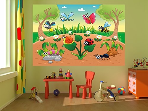 Bilderdepot24 Vlies Fototapete - Kinderbild - Waldlichtung Cartoon - 150x100 cm - Poster - Foto auf Tapete - Wandbild - Wandposter - Wand