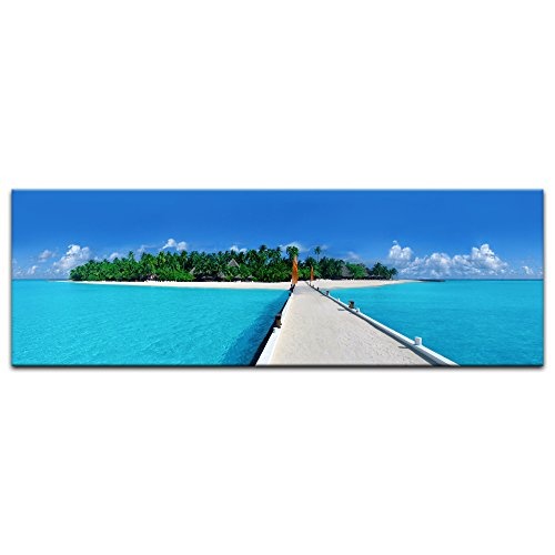 Wandbild - Malediven - Bild auf Leinwand - 90 x 30 cm - Leinwandbilder - Bilder als Leinwanddruck - Urlaub, Sonne & Meer - Asien - Urlaub im sonnigen Paradies
