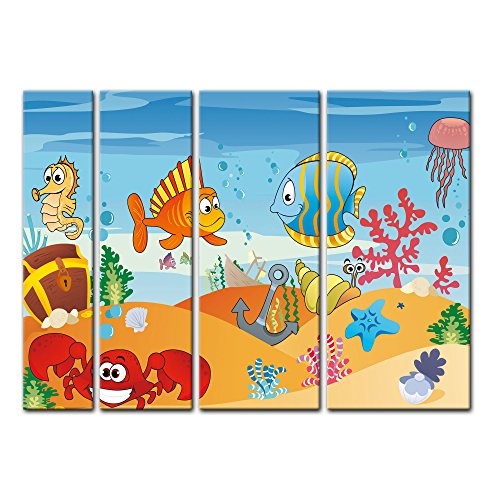 Keilrahmenbild - Kinderbild Unterwasser Tiere VII - Bild...