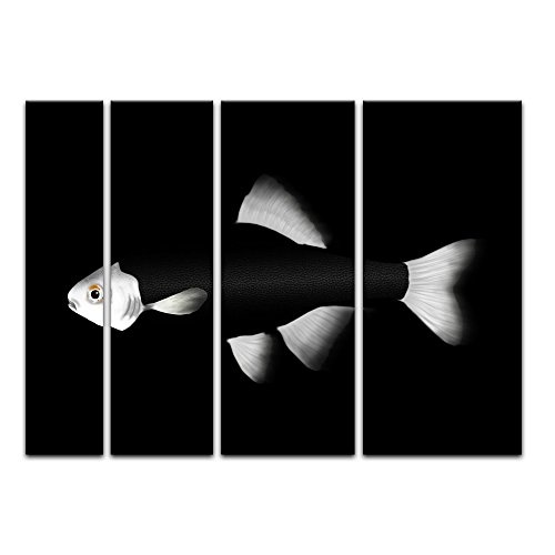 Keilrahmenbild - Fisch - schwarz weiß - Bild auf...