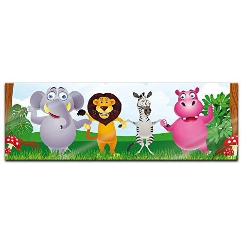 Glasbild - Kinderbild Dschungeltiere Cartoon - 120x40 cm...