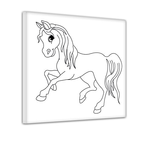 Bilderdepot24 Pferd im Galopp - Ausmalbild auf Leinwand, aufgespannt auf Rahmen - Quadrat-Format - 80x80 cm