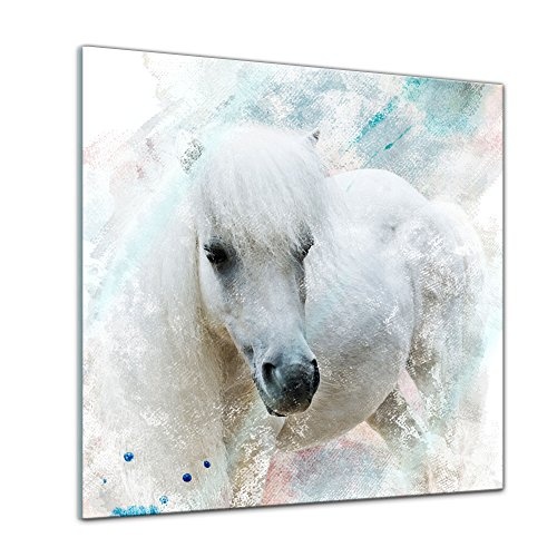Bilderdepot24 Glasbild Aquarell - Pferd - 20 x 20 cm -...