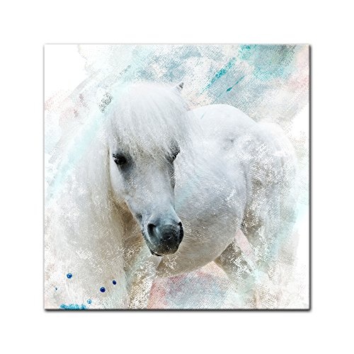 Bilderdepot24 Glasbild Aquarell - Pferd - 20 x 20 cm - Deko Glas - brilliante Farben, inkl. Aufhängung